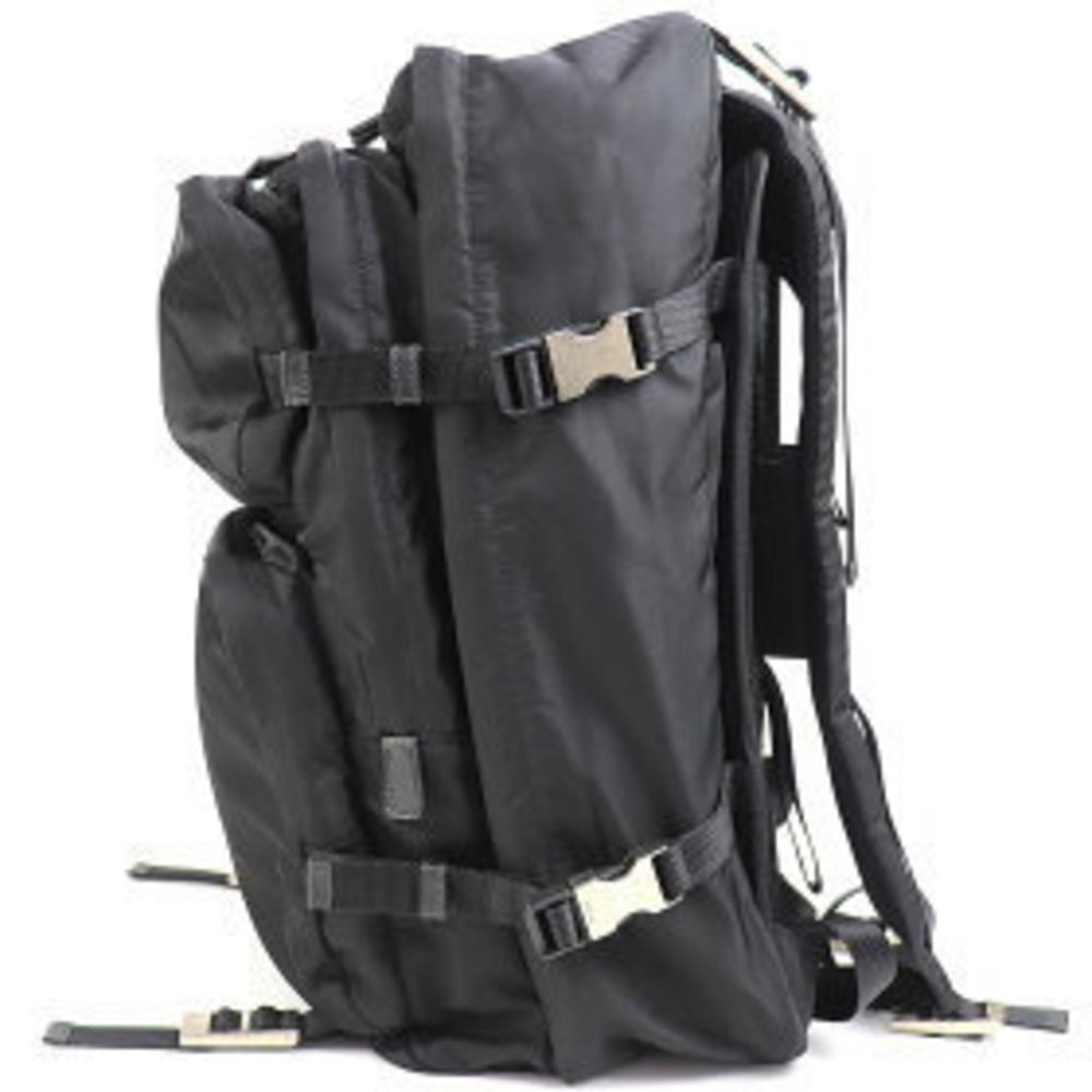 Prada Triangle Backpack Testo Nylon Saffiano Leather Black Red Backpack View 4
